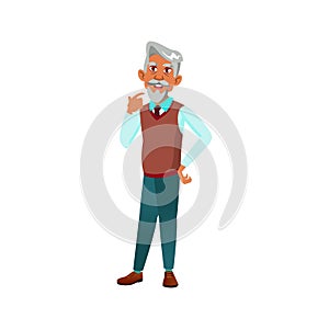 hispanic elderly man professor talking with assistant cartoon vector