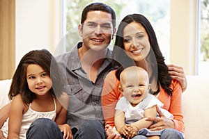 Hispanic family at home photo