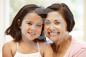 Hispanic grandmother and granddaughter