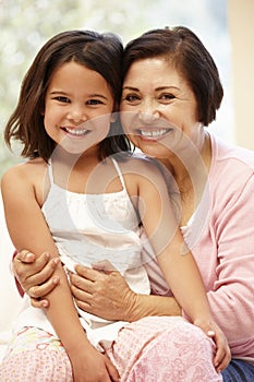 Hispanic grandmother and granddaughter