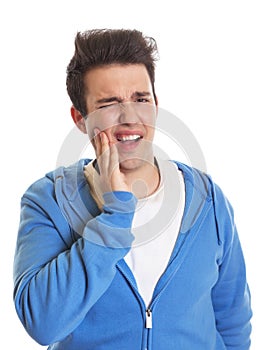 Hispanic guy with toothache photo