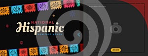 Hispanic heritage month. Abstract flag ornament banner design, colorful style with text, geometry