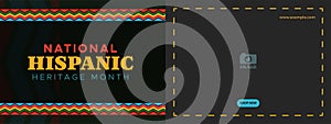 Hispanic heritage month. Abstract pattern ornament banner design, colorful style with text, geometry