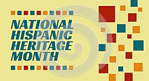 Hispanic heritage month. Horizontal banner template with colorful text, retro style, latin, american