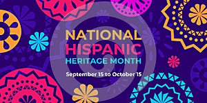 Hispanic heritage month. Vector web banner, poster, card for social media, networks. Greeting with national Hispanic heritage