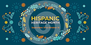 Hispanic heritage month. Vector web banner, poster, card for social media, networks. Greeting with national Hispanic photo