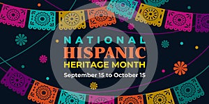 Hispanic heritage month. Vector web banner, poster, card for social media, networks. Greeting with national Hispanic heritage photo