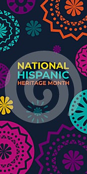 Hispanic heritage month. Vertical vector web banner, poster, card for social media. Greeting with national Hispanic heritage month