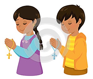 Hispanic kids praying