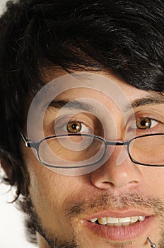 Hispanic man with reading glasses