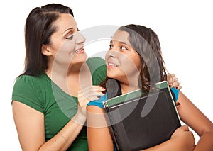 Hispanic Mother and Daughter Ready for School