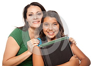 Hispanic Mother and Daughter Ready for School