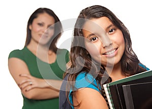 Hispanic Mother and Daughter Ready for School