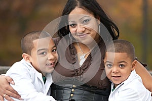 Hispanic mother with sons