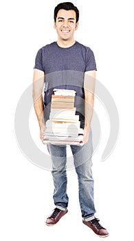 Hispanic student carrying books