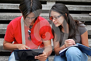 Hispanic students on a laptop