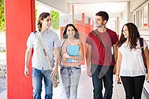 Hispanic students walking to class