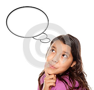 Hispanic Teen Aged Girl with Blank Thought Bubble
