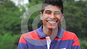Hispanic Teen Boy Laughing
