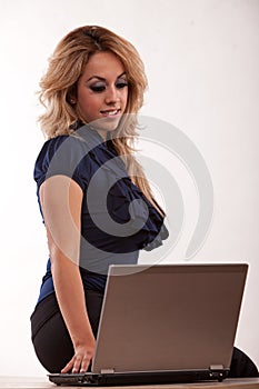 Hispanic twenties woman working on computer