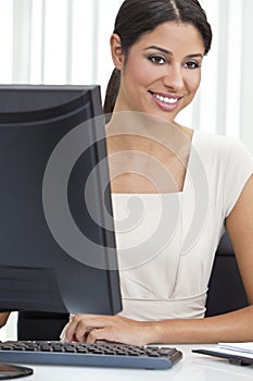Hispanic Woman Businesswoman & Computer in Office