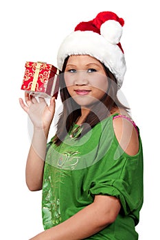 Hispanic Woman Holding a Christmas Ornament