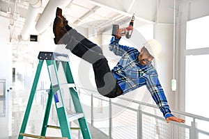 Hispanic Worker Falling from Ladder