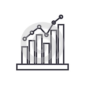 Histogram vector line icon, sign, illustration on background, editable strokes