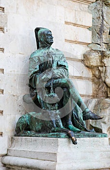 Historian Galeotto Marzio statue at Buda Castle, Budapest, Hungary photo