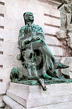 Historian Galeotto Marzio statue at the Royal Palace in Budapest photo