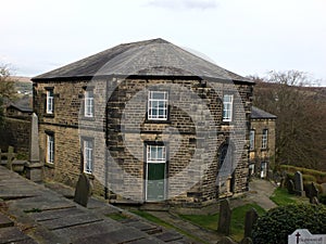 The historic 18th century octagonal methodist chapel in heptonstall west yorkshire