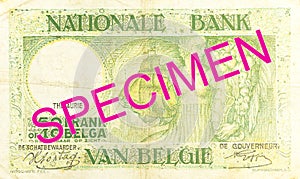 Historic 50 belgian franc note 1942 obverse