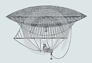 Historical aeronautic steam-driven and dirigible ballon from 1852 photo