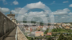 historic aqueduct in the city of Lisbon built in 18th century, Portugal