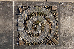 Historic archeologic outdoors site seen from above.