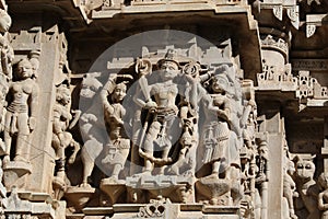 Historic architecture carving stone, jagdish temple, udaipur, rajasthan, india.
