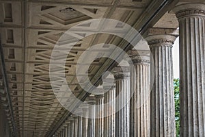 Historic architecture, columns at the old national gallery in Be