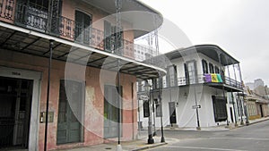 Historic Architecture on an Empty Street in the French Quarter Neighborhood of New Orleans Louisiana