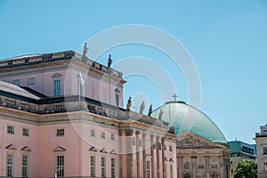 Historic architecture of Opera and Cathedral at Bebelplatz in old town  of Berlin
