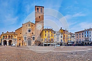 Historic architecture of Piazza della Vittoria, Lodi, Italy