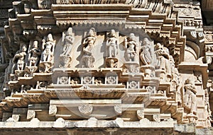 Historic architecture, stone carving at jagdish temple, udaipur rajasthan, india.