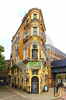 Picturesque corner building Blackfriar London UK