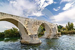 Historic Aspendos Bridge in the Serik district of Antalya.