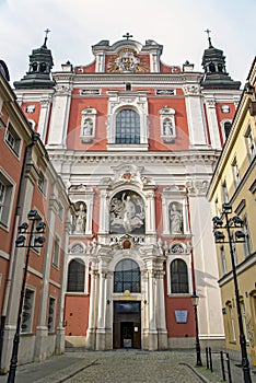 Historic baroque Basilica Minor church in Poznan
