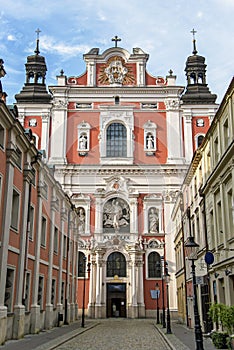 Historic baroque Basilica Minor church in Poznan
