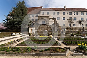 Historic baroque garden with castle in germany