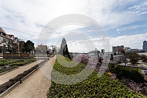 Historic baroque garden with castle and hedge