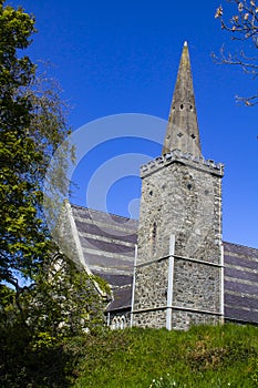 He historic Bell Tower of St Saviour`s Parish Church in Greyabbey on the Ards Peninsula in County Down