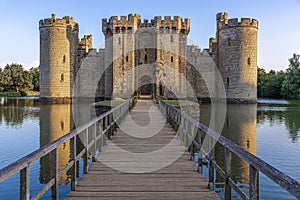 Historic Bodiam Castle and moat in East Sussex