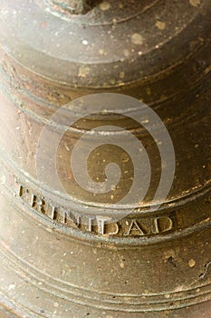 Historic brass bell labelled with the Cuban town name of `Trinidad`